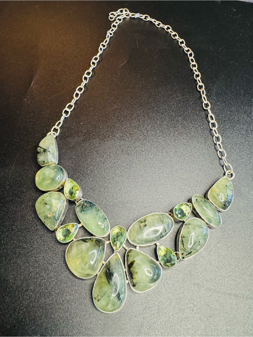 Gorgeous Moss Prehnite Peridot Necklace